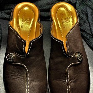 COLE HAAN - BROWN LEATHER MULES